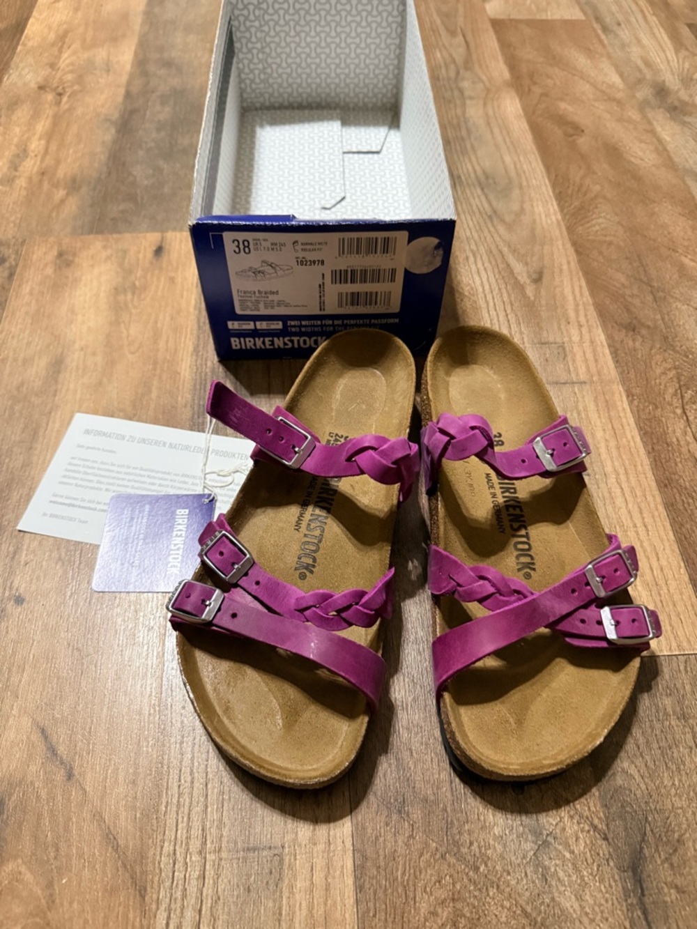Birkenstock Women's Franca Fuchsia Braided Double-Strap Sandals  size 7.5/38